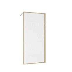 Paroi de douche 90 x 200 HINATA - style Japandi courbes douces - Cadre effet Bois - Verre 6mm