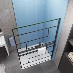 Paroi de douche 140 x 200cm - 8mm verre anticalcaire Style moderne + Étagère de Douche 140cm en alu