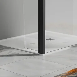 Paroi de douche a l italienne 70x200 cm Verre trempe 8 mm Profile mural et barre de stabilisation 90 cm recoupable Aluminium
