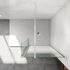 Paroi de douche avec 40 cm retour pivotant - 80 x 200 cm - 8 mm Verre effet Brume, finition chrome avec barre de fixation 90cm