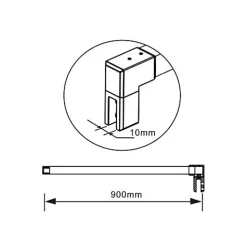 Paroi de douche avec 40 cm retour pivotant - 80 x 200 cm - 8 mm Verre effet Brume, finition chrome avec barre de fixation 90cm