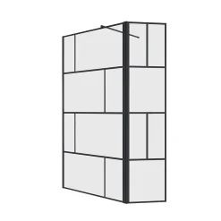 Paroi de Douche avec Volet Pivotant 100+40x195cm - Verre 8mm Anticalcaire - Motifs et Profilés Noir