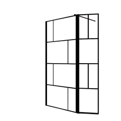 Paroi de Douche avec Volet Pivotant 90+40x195cm - Verre 8mm Anticalcaire - Motifs et Profilés Noir