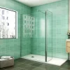 Paroi de douche Chrome 100 x 200 cm avec volet pivotant à 180 degré - Verre anticalcaire - Barre de stabilisation incluse