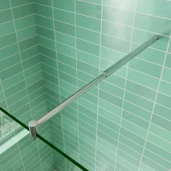 Paroi de douche Chrome 100 x 200 cm avec volet pivotant à 180 degré - Verre anticalcaire - Barre de stabilisation incluse