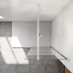 Paroi de douche chrome 90x190cm,6mm verre anticalcaire avec bandes horizontales sérigraphiées,avec barre de fixation 90cm