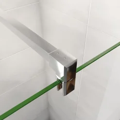 Paroi de douche chrome 140x190cm,6mm verre anticalcaire avec bandes horizontales sérigraphiées,barre de fixation 140cm en carré