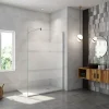 Paroi de douche chrome 120x190cm,6mm verre anticalcaire avec bandes horizontales sérigraphiées,barre de fixation 140cm en carré