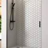 Paroi de douche coulissante 1 porte 1 fixe 1 porte 175 cm (Adaptable 169-174cm) Verre 6 mm clair anti-calcaire Perfil Negro