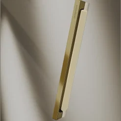 Paroi de douche coulissante DELTA - Doré (Or Brossé) - 142-144.6 cm - Fermeture amortie - Réversible - Anticalcaire