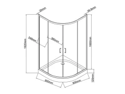 Paroi de douche d'angle avec receveur - Noir - L90 x l90 x H192 cm - SIDOA