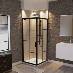 Paroi de douche d'angle avec porte pivotante 80x80 ATELIA