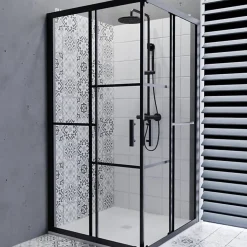 Paroi de douche d'angle effet verrière ATELIA 100 cm x 100 cm