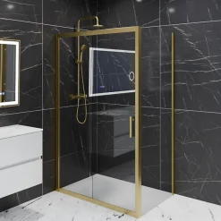 Paroi de douche d'angle porte coulissante + retour fixe GOLDY 120 cm x 80 cm