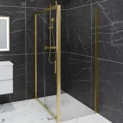 Paroi de douche d'angle porte coulissante + retour fixe GOLDY 120 cm x 80 cm
