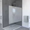 Paroi de Douche Dépolie 140x200cm + Barre de fixation extensible - Verre 8mm - Finition Chrome