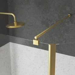 Paroi de Douche et Volet Pivotant 100+40x200 cm - Profilé + Barre de Fixation Or Doré Brossé