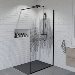 Paroi de douche fixe 110 cm x 200 cm motif MANHATTAN - Verre 8 mm