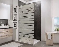 Paroi de douche fixe à l'italienne l.120xH.190cm, Walk In, verre transparent anticalcaire 6mm, décor Mistral, profilé chromé, Schulte NewStyle