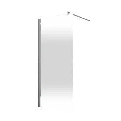 Paroi de douche fixe à l'italienne l.100xH.190cm, Walk In, verre transparent anticalcaire 5-6mm, décor Brouillard, profilé chromé, Schulte NewStyle