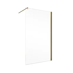 Paroi de douche fixe à l'italienne l.120xH.200cm, Walk In, verre transparent anticalcaire 6mm, profilé doré mat, Schulte NewStyle
