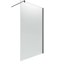 Paroi de douche fixe à l'italienne l.120xH.200cm, verre brume 6mm, profilé noir mat, Schulte NewStyle