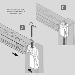 Paroi de douche fixe + porte coulissante DELTA 120-122.6 cm
