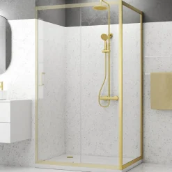Paroi de douche fixe 80 x 200 cm, doré brossé, Galedo Factory