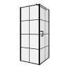 Paroi de douche fixe avec porte pivotante serigraphiée noir mat - 80 x 80 x 190 cm - CAPARICA