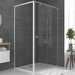 Paroi de douche fixe blanc Galedo Spot transparent 90cm