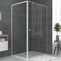 Paroi de douche fixe blanc Galedo Spot transparente 80cm