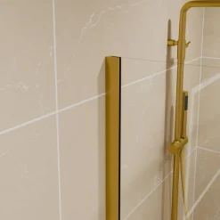 Paroi de douche fixe dorée 110 cm x 200 cm GOLDY - Verre 8 mm