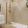Paroi de douche fixe dorée 100 cm x 200 cm GOLDY - Verre 8 mm