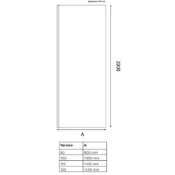 Paroi de douche fixe dorée 100 cm x 200 cm GOLDY - Verre 8 mm