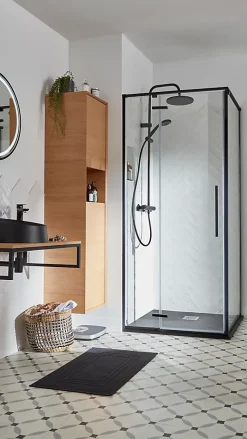 Paroi de douche fixe GoodHome Ezili transparente profilé noir 90 cm