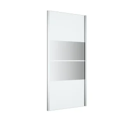 Paroi de douche fixe l.90 x H.195 cm, bandes miroir, profilés alu chrome, GoodHome Ledava