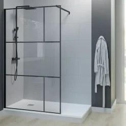 Paroi de douche industrielle noire ATELIA 120 cm