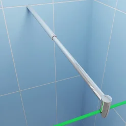 Paroi de douche italienne 120x200 cm + verre 8mm anticalcaire + barre extensible 70-120 cm + étagère de Douche alu 120 cm