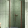 Paroi de Douche Italienne - 90 x 195 - SEPTIA CUIVRE BROSSE - Retour Pivotant 54 cm - Cuivre Brossé
