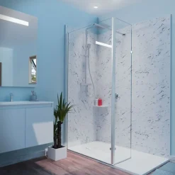 Paroi de douche italienne 100+40 x 200cm CALYPSO verre 8 mm avec volet pivotant