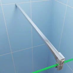 Paroi de douche italienne 140x200 cm - verre 8mm anticalcaire + barre fixation 90 cm avec pince + étagère de Douche alu 140 cm
