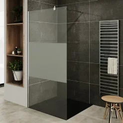 Paroi de douche Italienne ROMA H.200 x 140 cm verre 10 mm centre-opaque - Saniverre