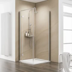Paroi de douche latérale pour porte battante l.90xH.200cm, verre transparent anticalcaire 6mm, profilé chromé, Schulte MasterClass