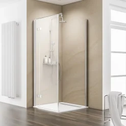 Paroi de douche latérale pour porte battante l.90xH.200cm, verre transparent anticalcaire 6mm, profilé chromé, Schulte MasterClass