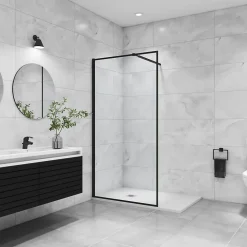 Paroi de douche noire 120x200cm paroi de douche à l'italienne verre anticalcaire avec barre de fixation noire 73-120cm en carré