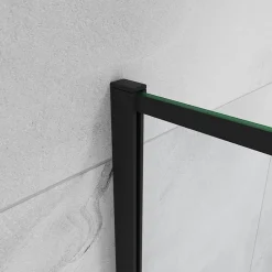 Paroi de douche noire 120x200cm paroi de douche à l'italienne verre anticalcaire avec barre de fixation noire 73-120cm en carré