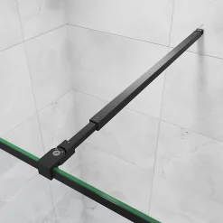 Paroi de douche noire 120x200cm paroi de douche à l'italienne verre anticalcaire avec barre de fixation noire 73-120cm en carré