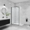Paroi de douche noire 100x200cm paroi de douche à l'italienne verre anticalcaire avec barre de fixation noire 73-120cm en carré