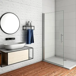 Paroi de Douche Pivotante - 6 mm Verre Anticalcaire - 66 x197 cm - installer réversible - alu Chrome