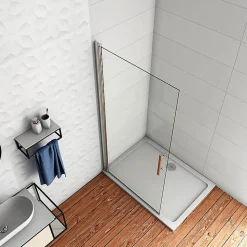 Paroi de Douche Pivotante - 6 mm Verre Anticalcaire - 66 x197 cm - installer réversible - alu Chrome